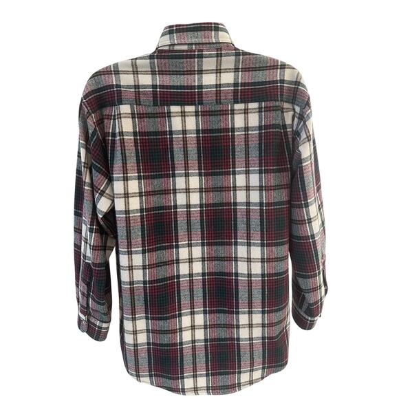 Eddie Bauer Men's Large 100% Wool Vintage 90's Red Green Tan Plaid Outdoor Shirt - Picture 6 of 10